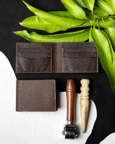 LEO Wallet – Dark Brown Saffiano Leather Edition - Ceylon Leather Crafts