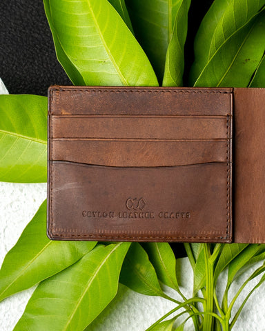 LEO Wallet – Dark Tan Pure Imported Oil Leather Edition - Ceylon Leather Crafts
