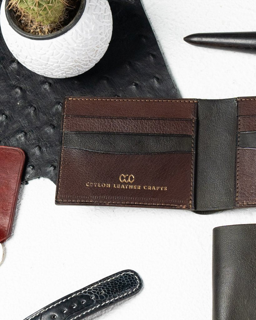 LEO Wallet – Green & Vintage Brown Full - Veg Goat Leather Edition - Ceylon Leather Crafts