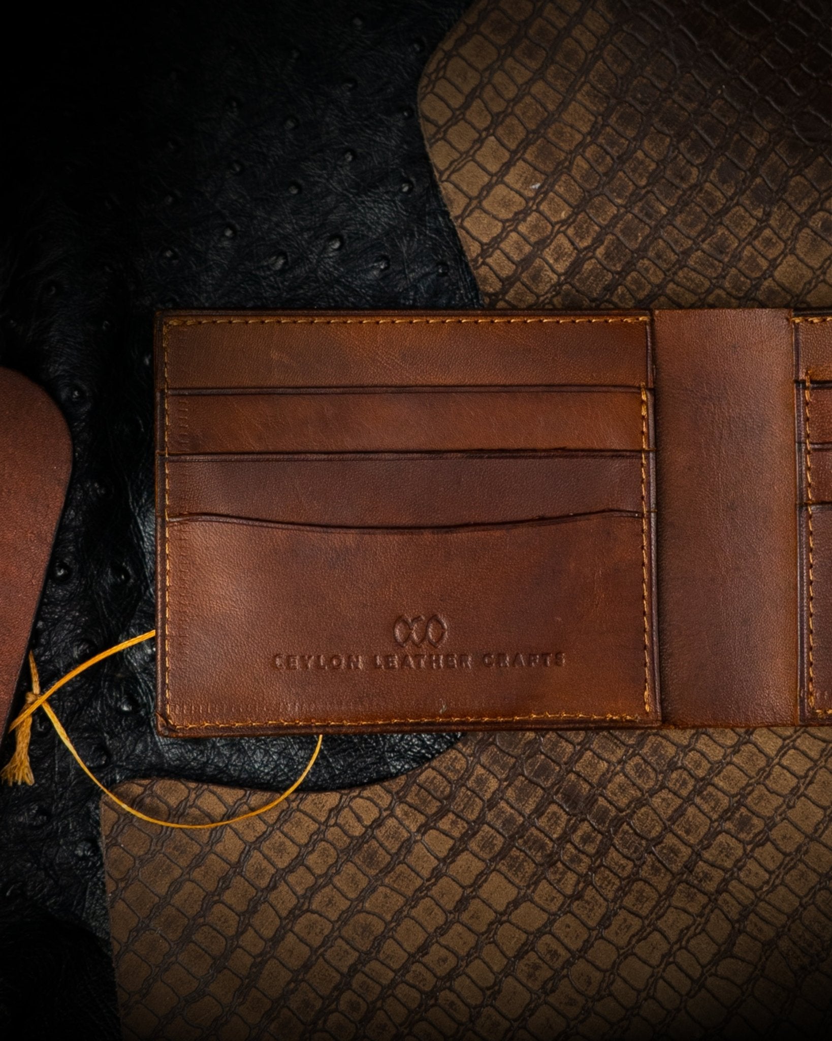 LEO Wallet – Imported Oil Pull - Up Leather (Dark Tan) - Ceylon Leather Crafts