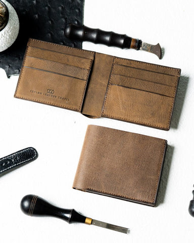 LEO Wallet – Saffiano & Olive Brown Edition - Ceylon Leather Crafts