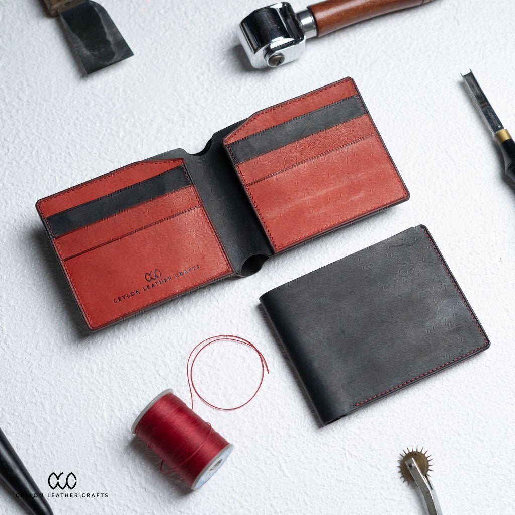 Levi Black Red - goat Leather - Ceylon Leather Crafts