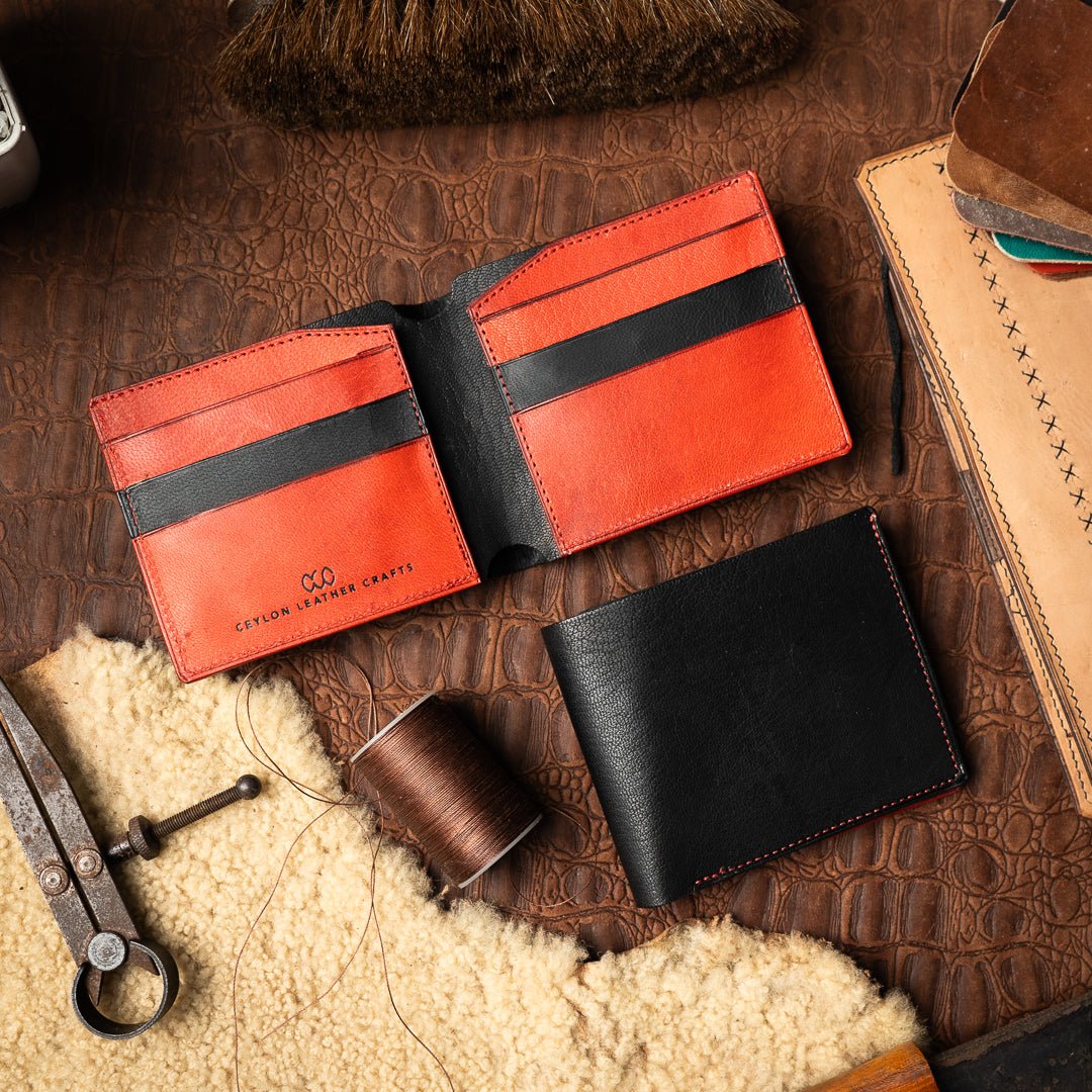 Levi Black Red - goat Leather - Ceylon Leather Crafts