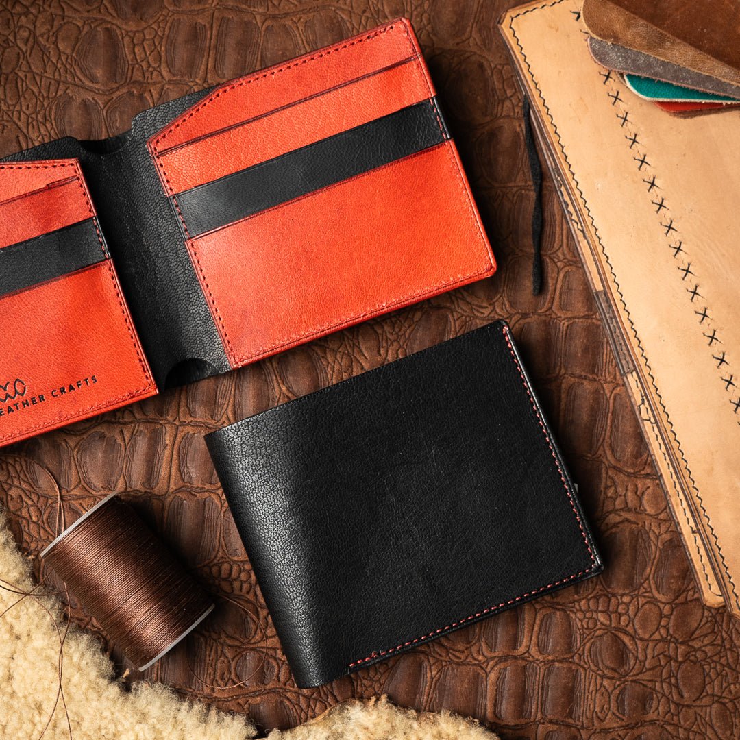 Levi Black Red - goat Leather - Ceylon Leather Crafts