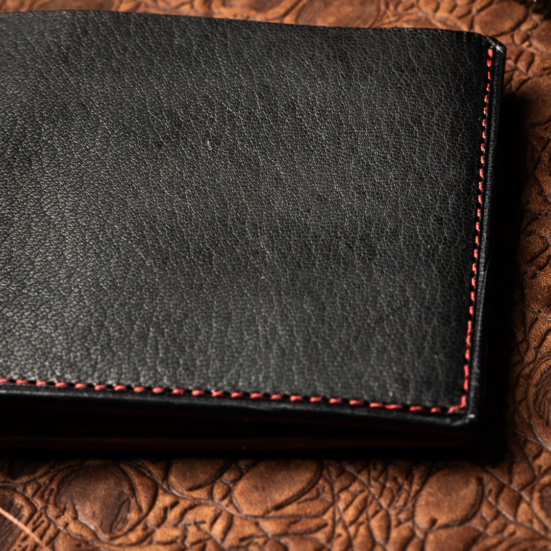 Levi Black Red - goat Leather - Ceylon Leather Crafts