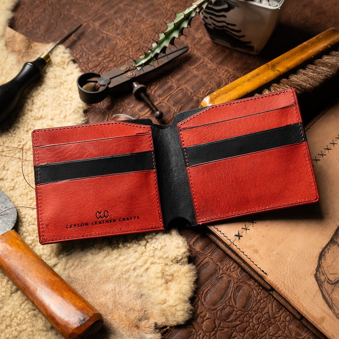 Levi Black Red - goat Leather - Ceylon Leather Crafts