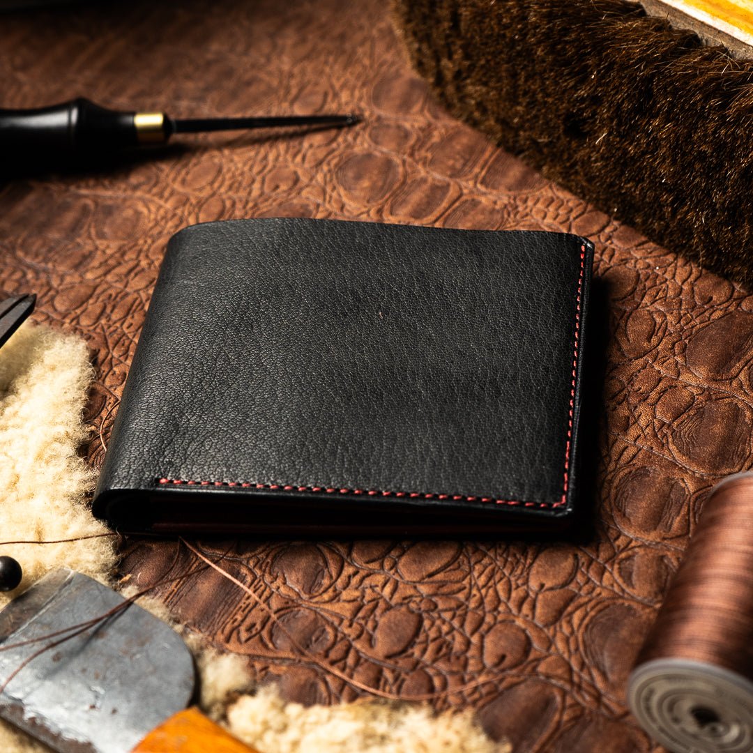 Levi Black Red - goat Leather - Ceylon Leather Crafts