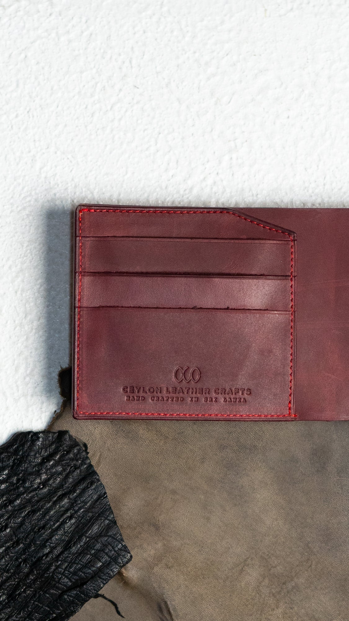 Levi – Brown Croc Belly and Maroon - Ceylon Leather Crafts
