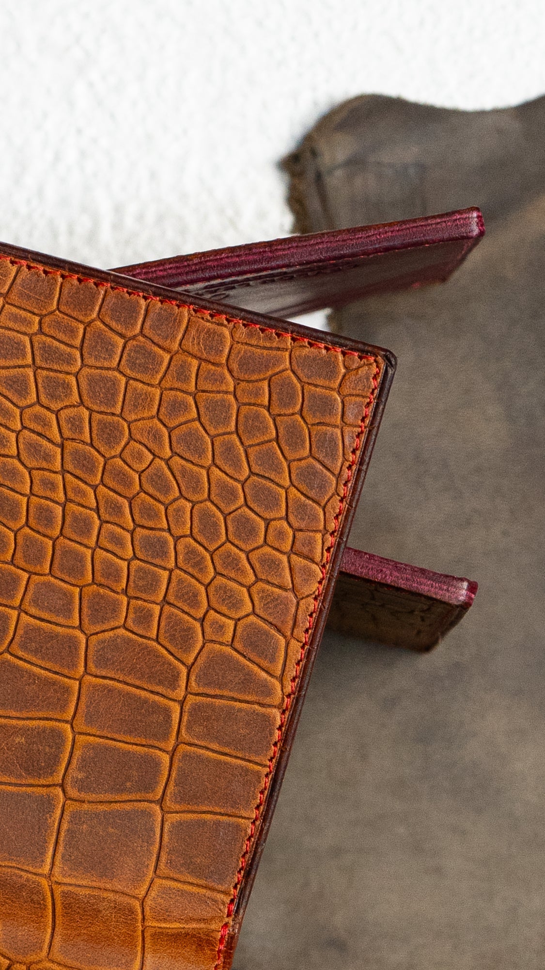 Levi – Brown Croc Belly and Maroon - Ceylon Leather Crafts