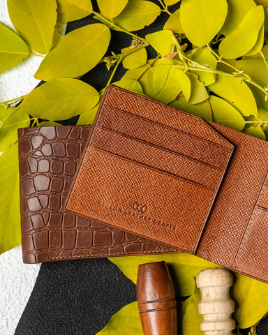 Levi Wallet – Alligator Embossed & Saffiano Full - Veg Leather Edition - Ceylon Leather Crafts
