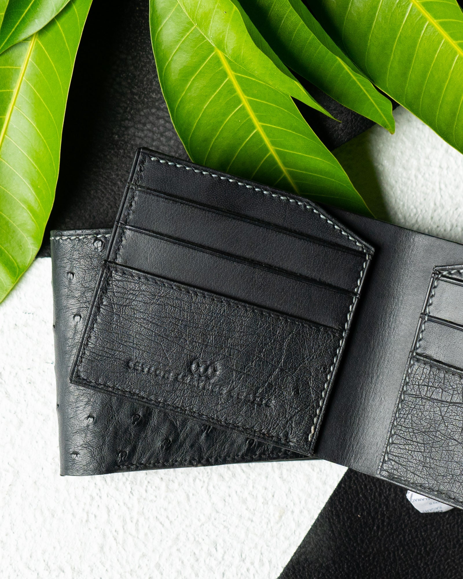 Levi Wallet – Black Ostrich Leather Edition - Ceylon Leather Crafts