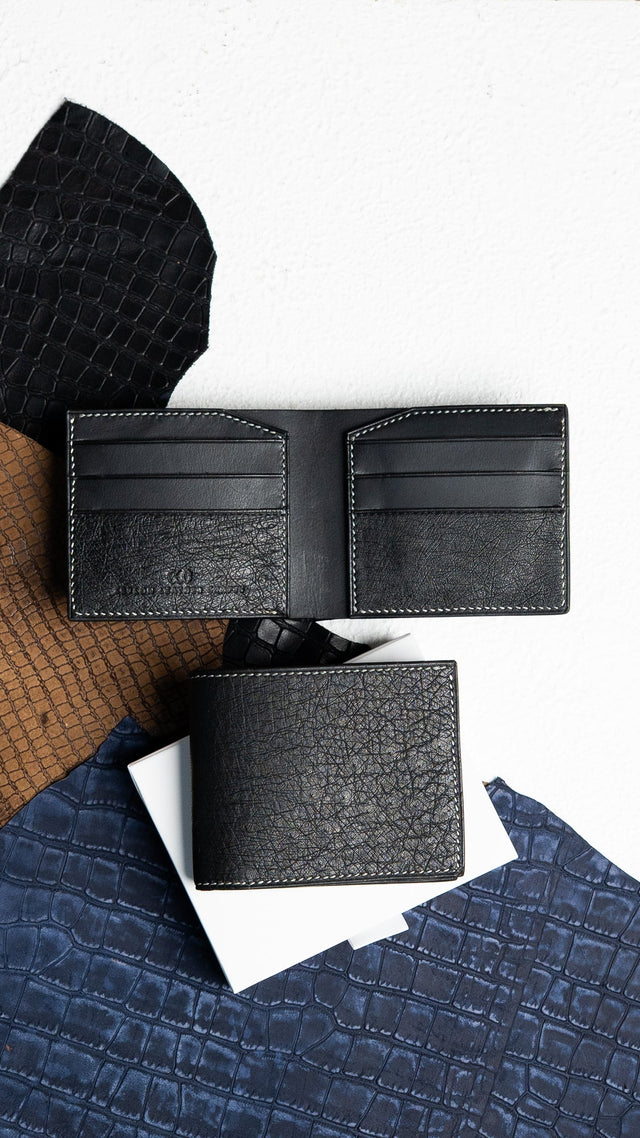 Levi Wallet – Black Ostrich Leather Edition - Ceylon Leather Crafts