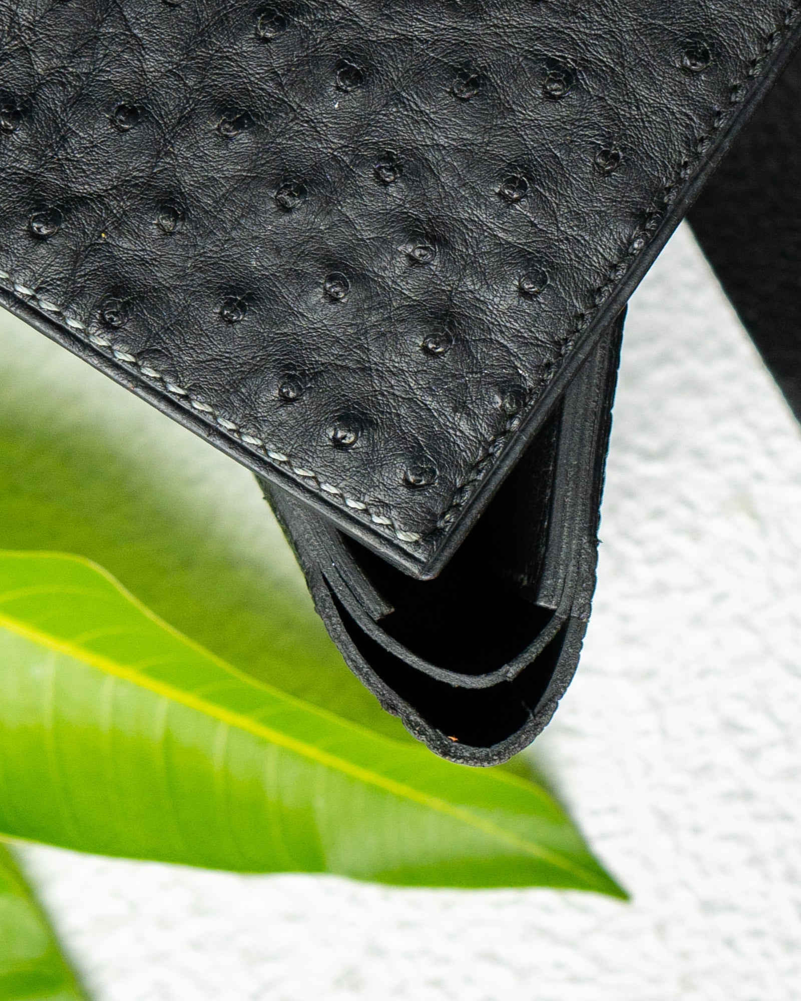 Levi Wallet – Black Ostrich Leather Edition - Ceylon Leather Crafts