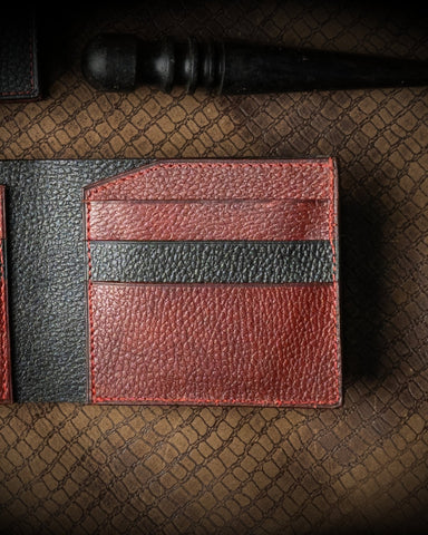 Levi Wallet – Ceylon BR Embossed Edition (Black & Red) - Ceylon Leather Crafts