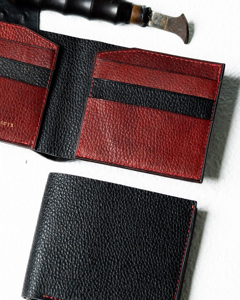 Levi Wallet – Ceylon BR Embossed Edition (Black & Red) - Ceylon Leather Crafts