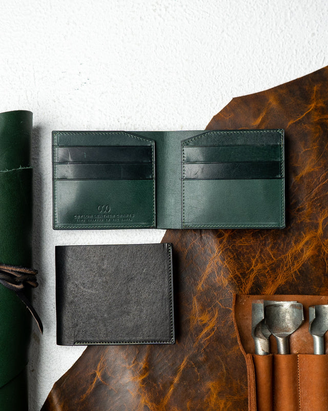 Levi Wallet – Ceylon Buffalo Black & Woody Green Edition - Ceylon Leather Crafts