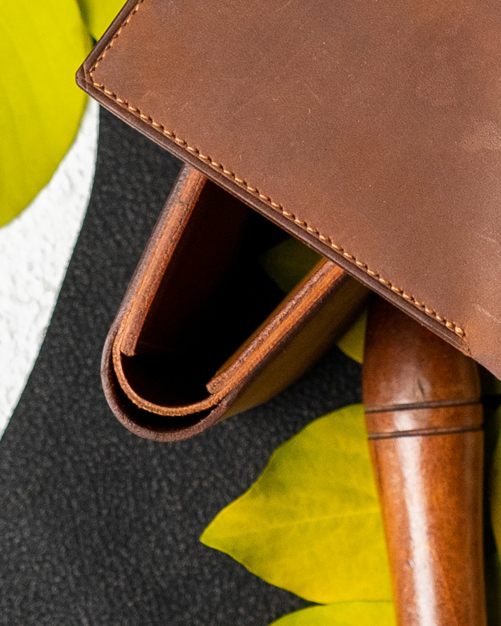 Levi Wallet – Dark Brown Oil Pull - Up & Mustard Oil Leather Edition - Ceylon Leather Crafts