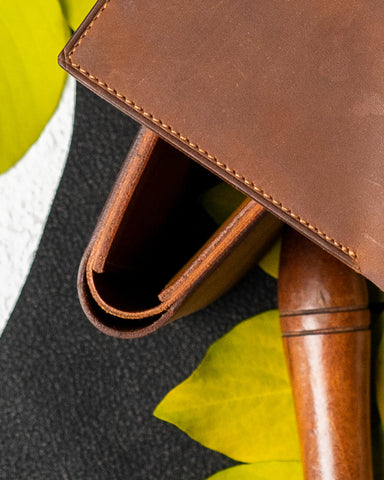 Levi Wallet – Dark Brown Oil Pull - Up & Mustard Oil Leather Edition - Ceylon Leather Crafts