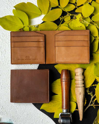 Levi Wallet – Dark Brown Oil Pull - Up & Mustard Oil Leather Edition - Ceylon Leather Crafts