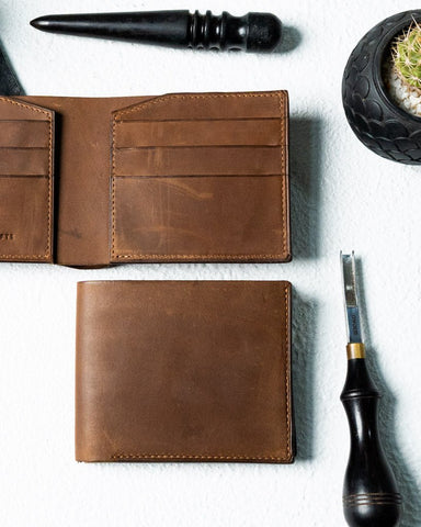 Levi Wallet – Honey Brown Oil Pull - Up Edition - Ceylon Leather Crafts