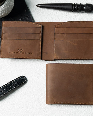 Levi Wallet – Honey Brown Oil Pull - Up Edition - Ceylon Leather Crafts
