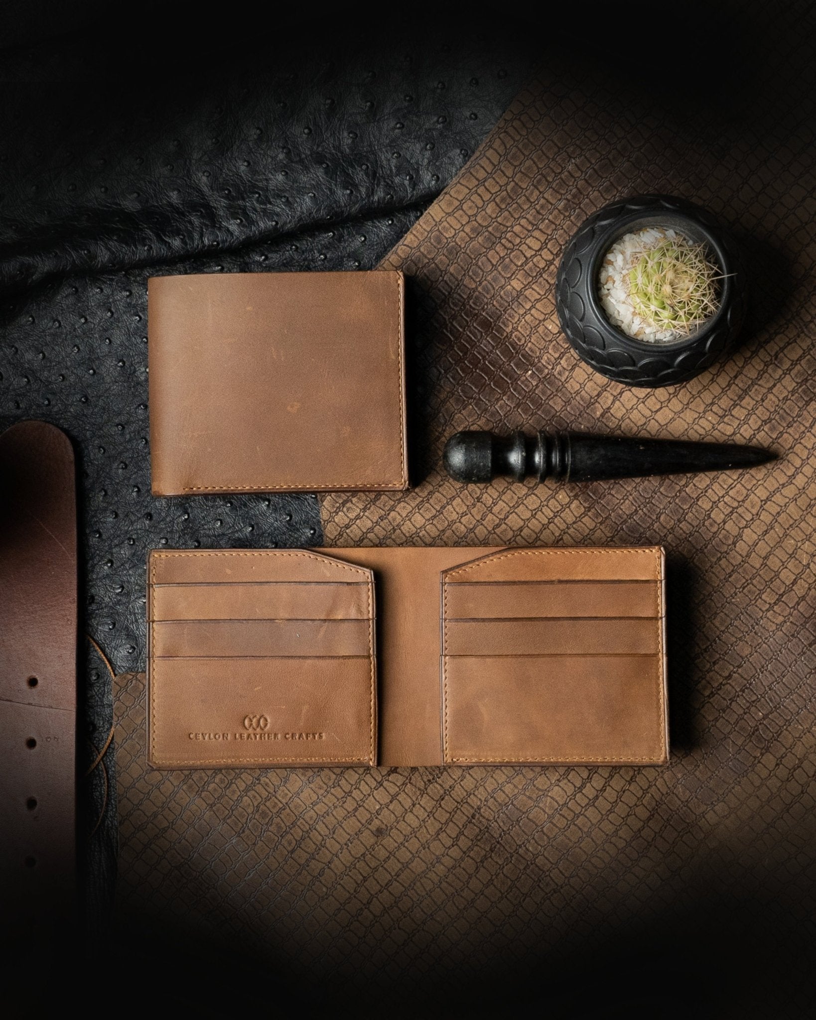 Levi Wallet – Honey Brown Oil Pull - Up Edition - Ceylon Leather Crafts