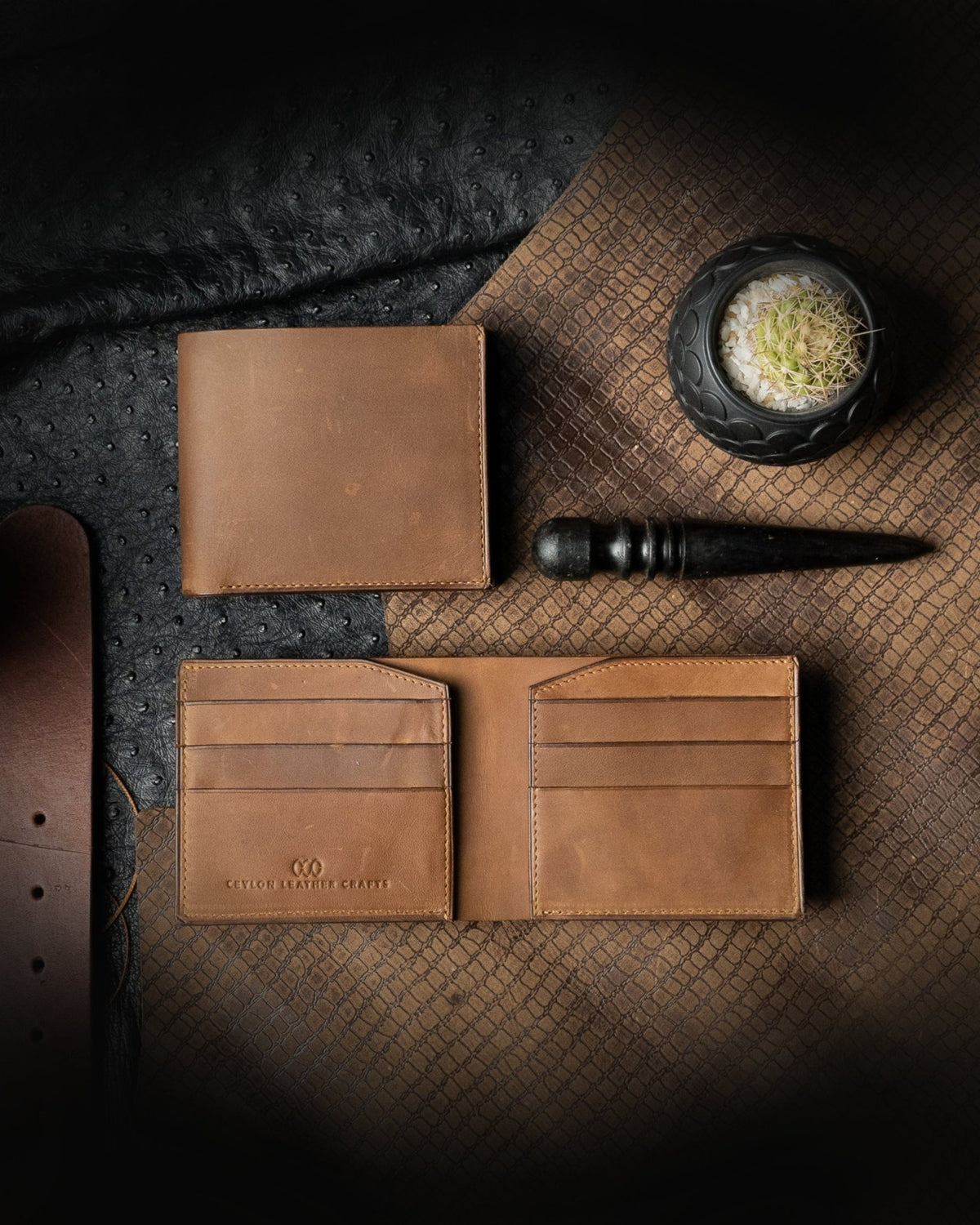 Levi Wallet – Honey Brown Oil Pull - Up Edition - Ceylon Leather Crafts