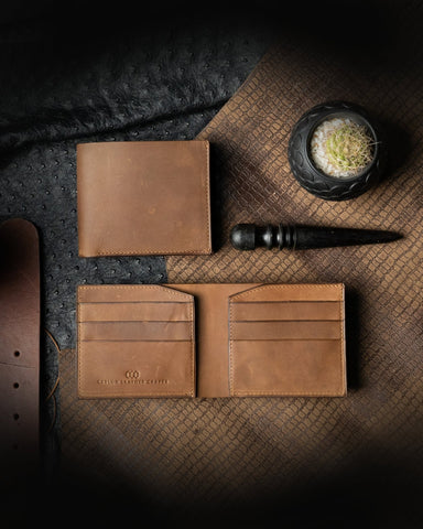 Levi Wallet – Honey Brown Oil Pull - Up Edition - Ceylon Leather Crafts