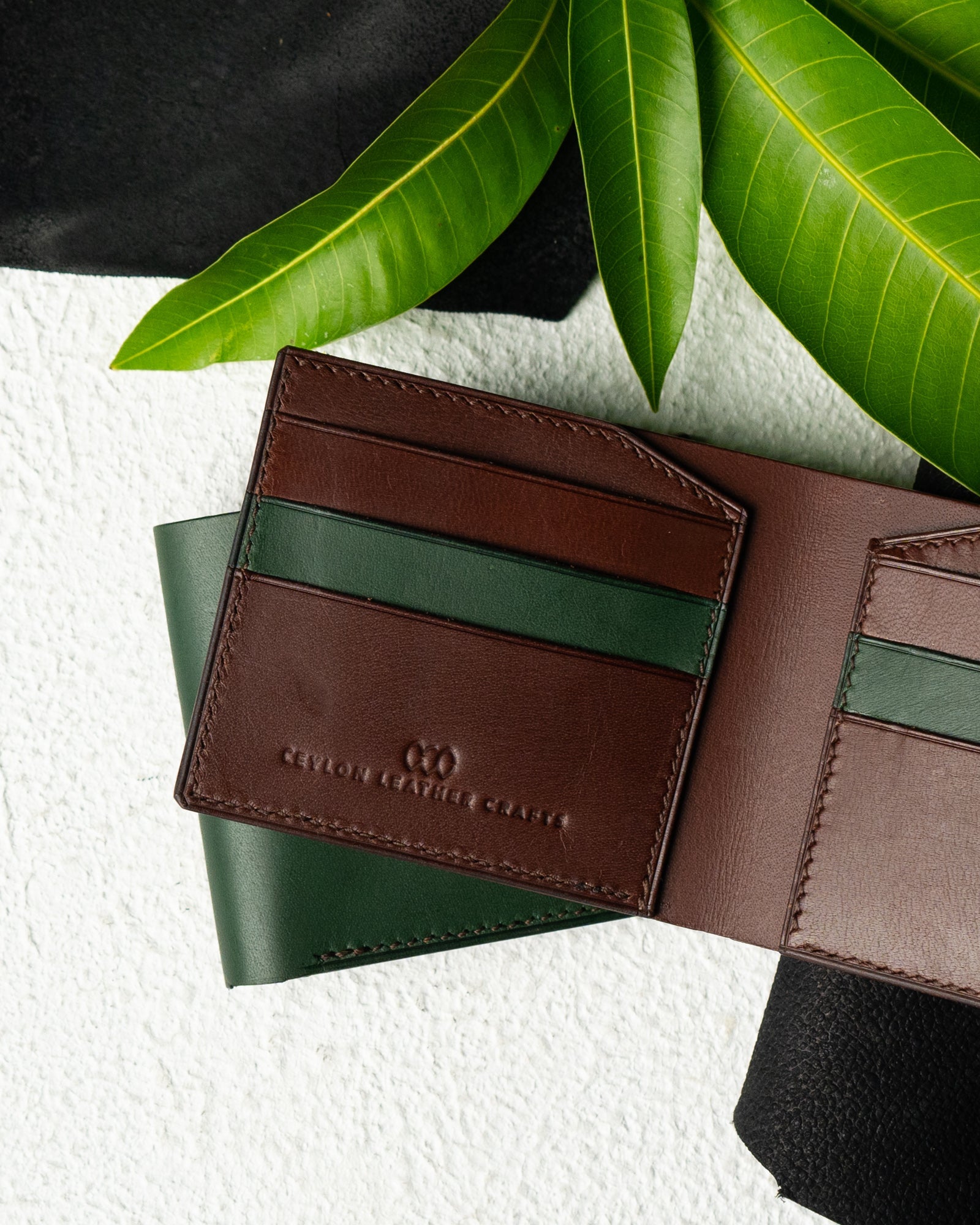 Levi Wallet – Indian Buffalo Full - Veg Leather (Green & Brown Edition) - Ceylon Leather Crafts