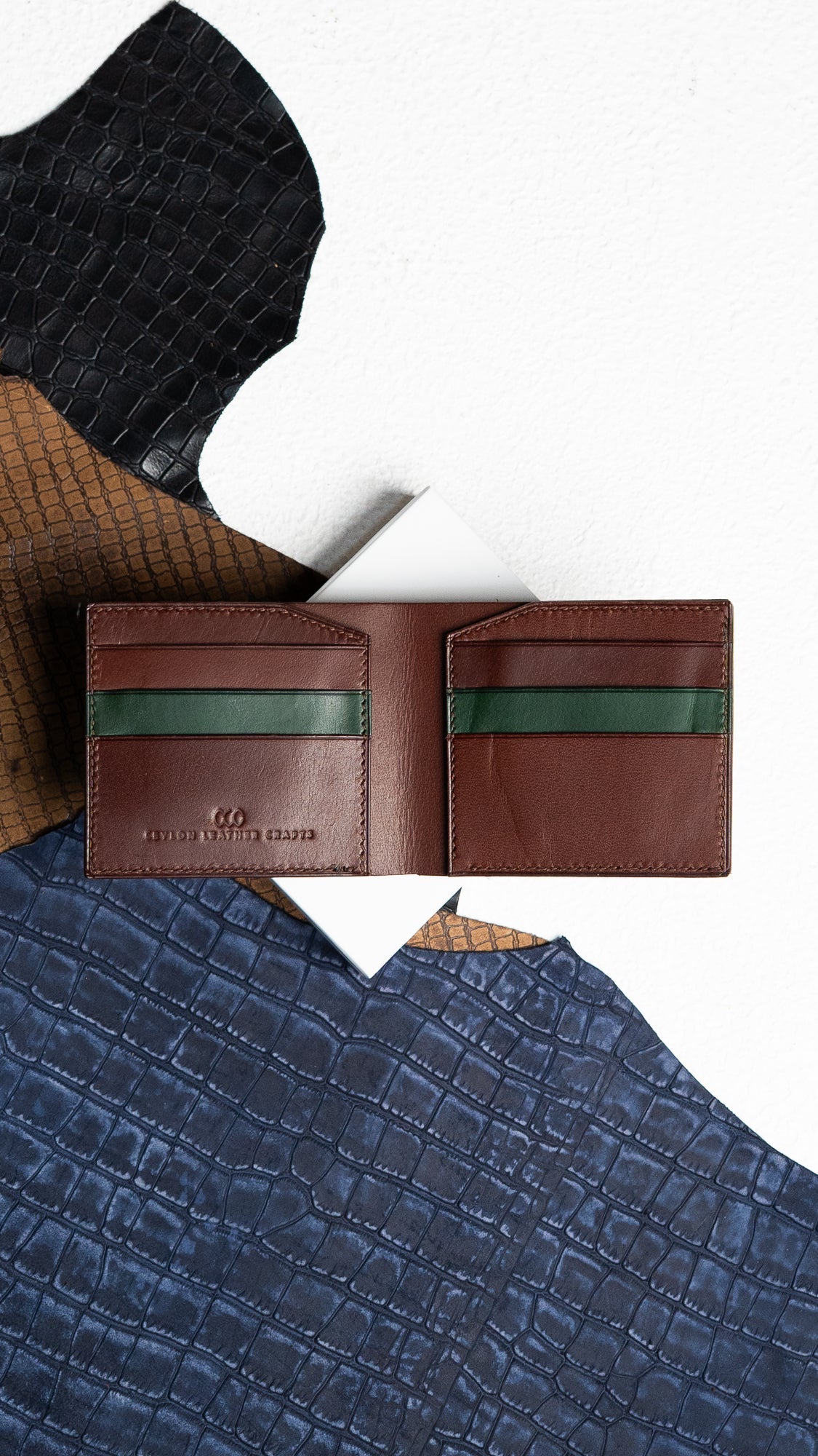 Levi Wallet – Indian Buffalo Full-Veg Leather (Green & Brown Edition) - Ceylon Leather Crafts