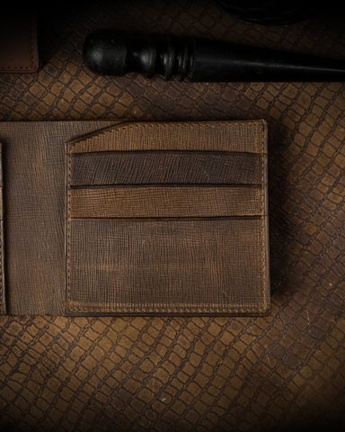 Levi Wallet – Oil Pull - Up & Saffiano Moss Green Edition - Ceylon Leather Crafts