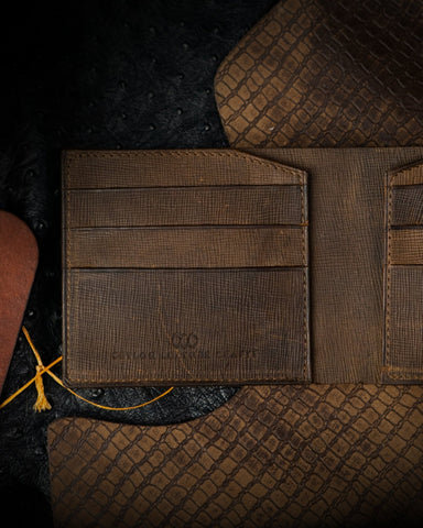 Levi Wallet – Oil Pull - Up & Saffiano Moss Green Edition - Ceylon Leather Crafts