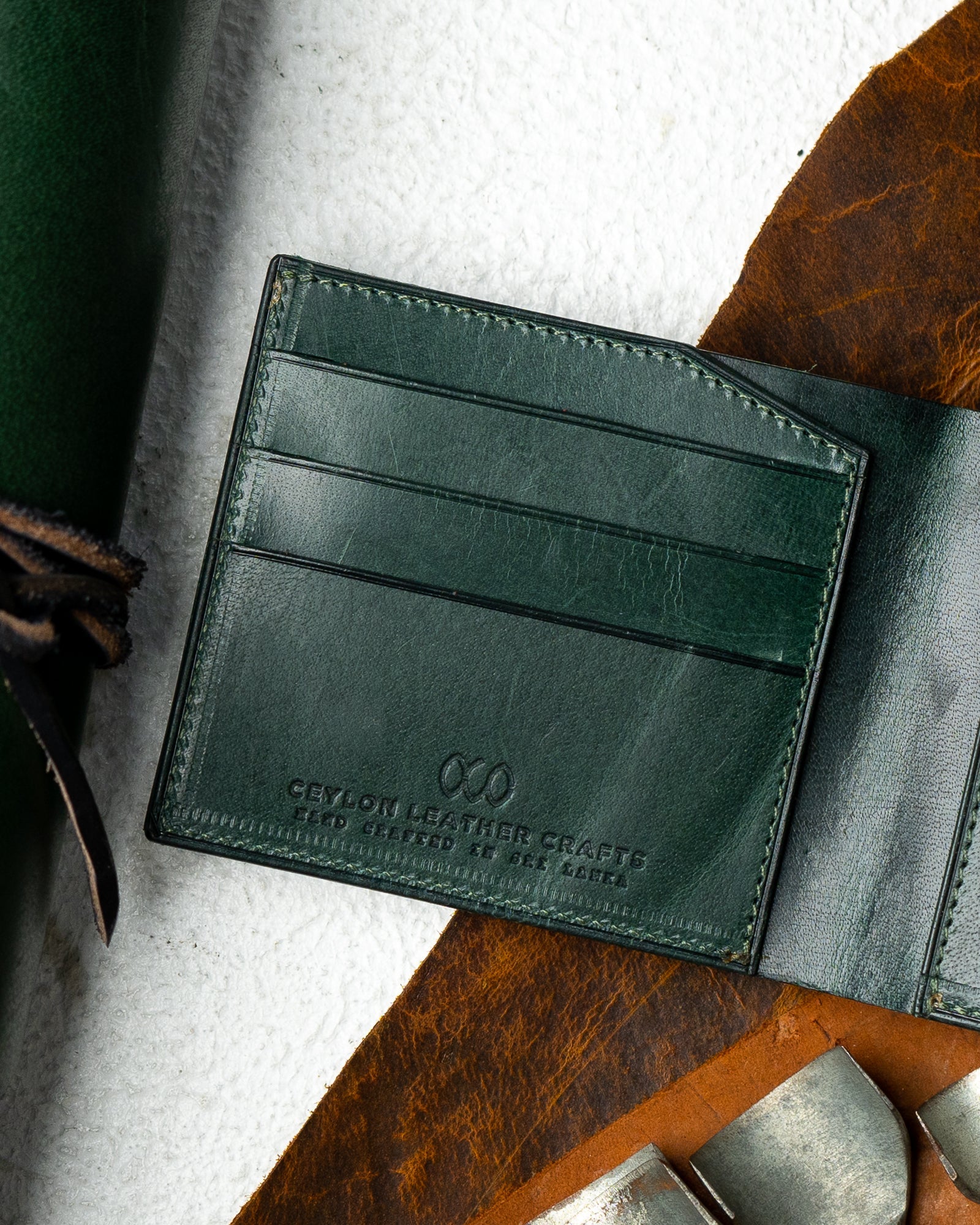 Levi Wallet – Woody Green Leather Edition - Ceylon Leather Crafts