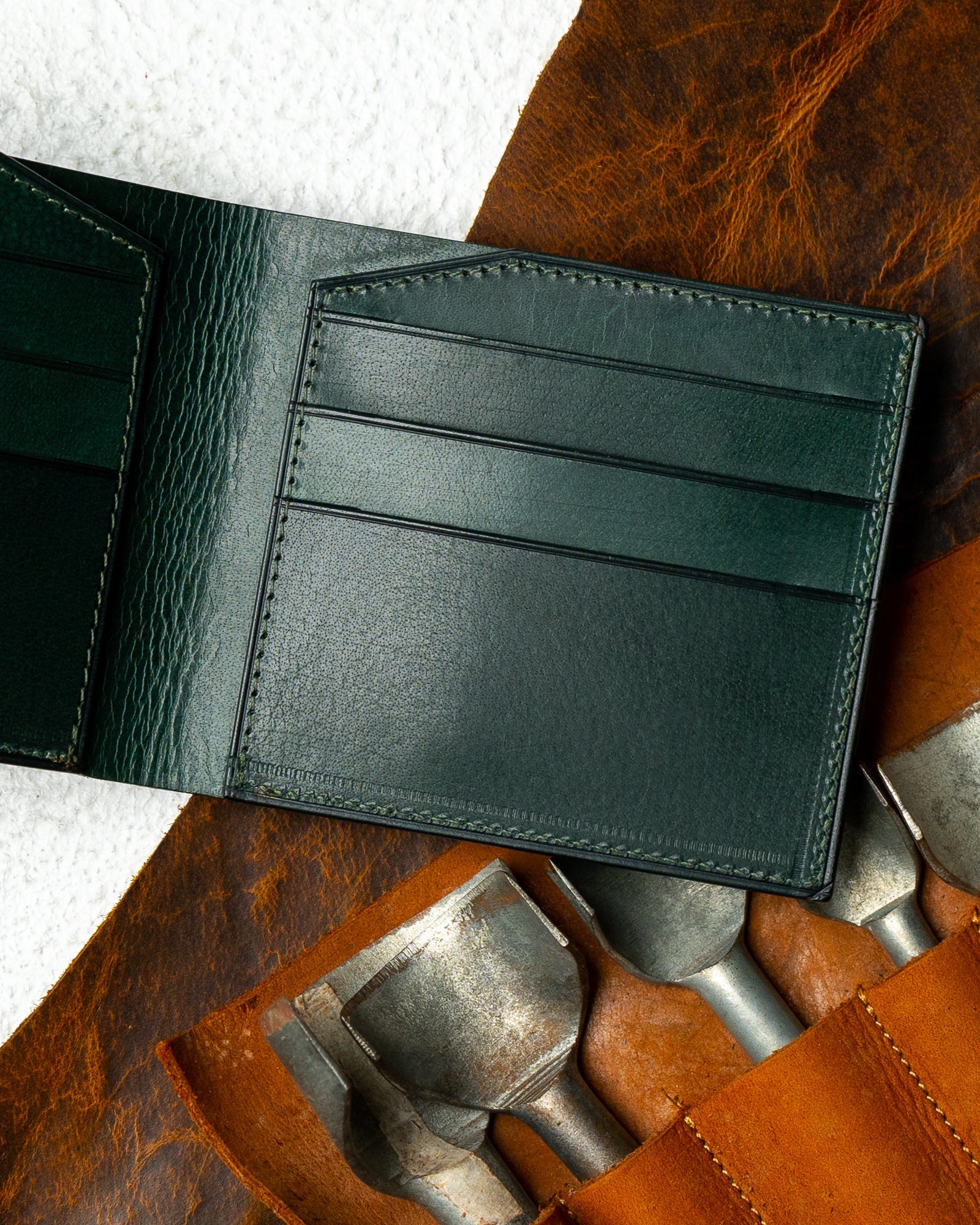 Levi Wallet – Woody Green Leather Edition - Ceylon Leather Crafts