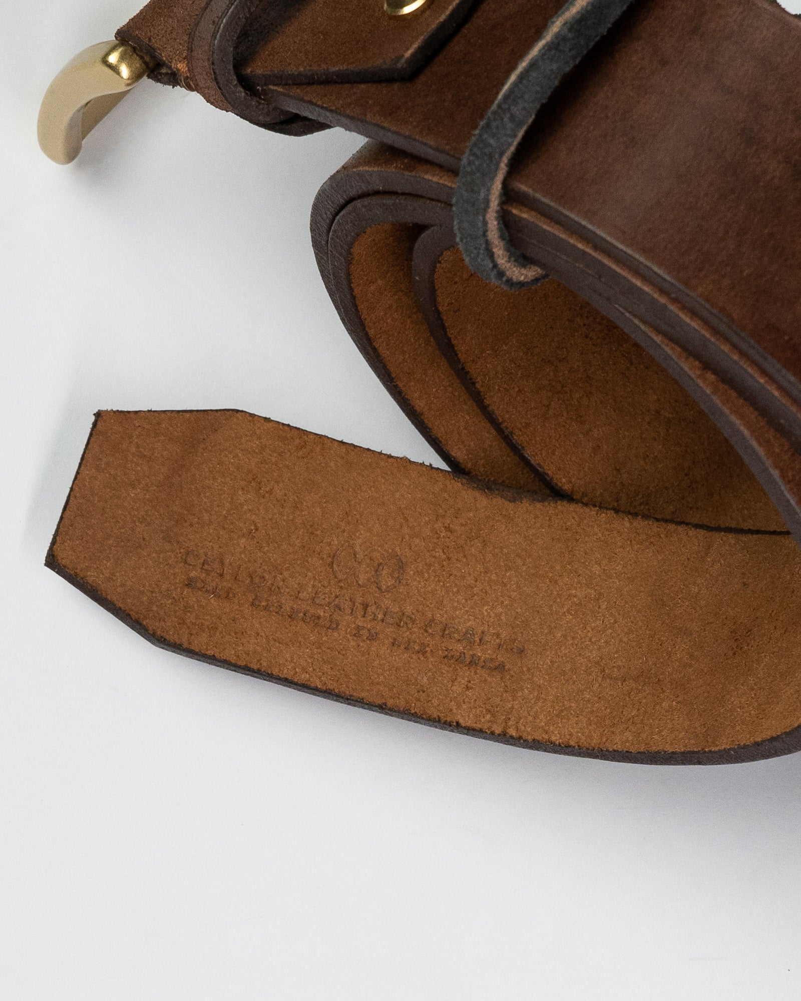 Pure Brass Buckle Leather Belt - Ceylon Leather Crafts