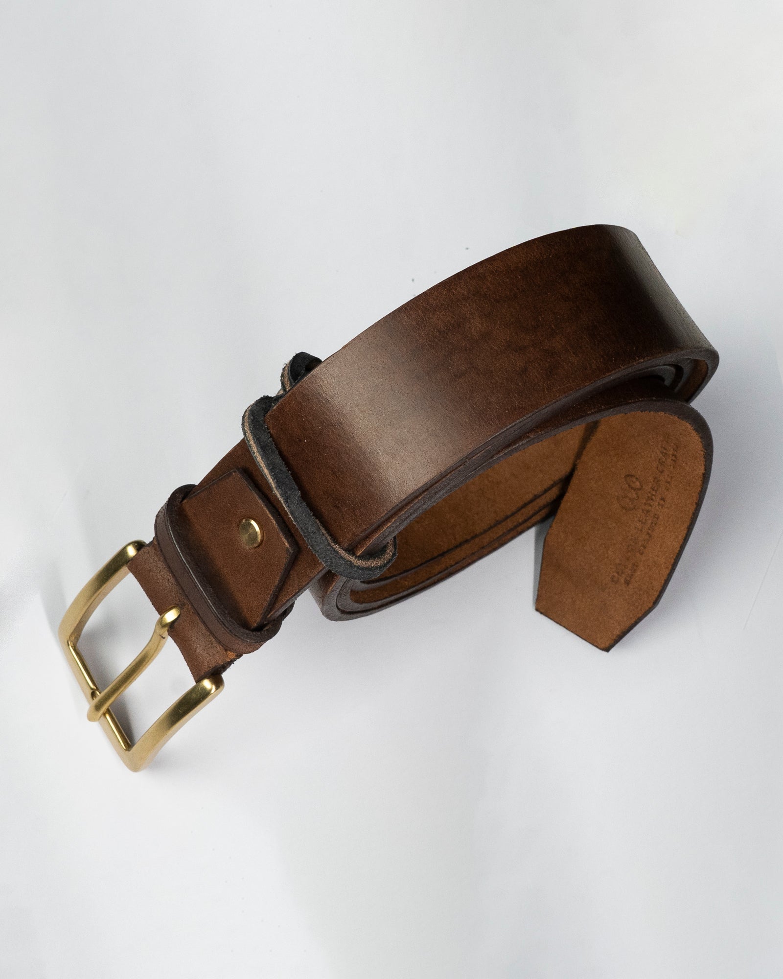 Pure Brass Buckle Leather Belt - Ceylon Leather Crafts
