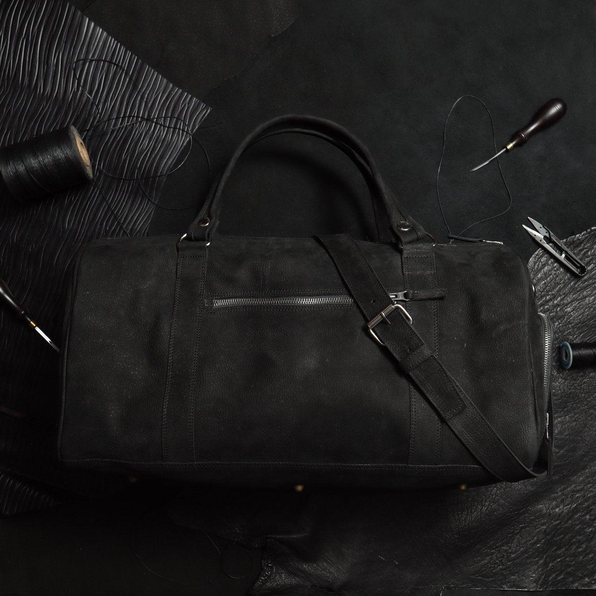 Rufus Duffle bags - Black Nubuck - Ceylon Leather Crafts