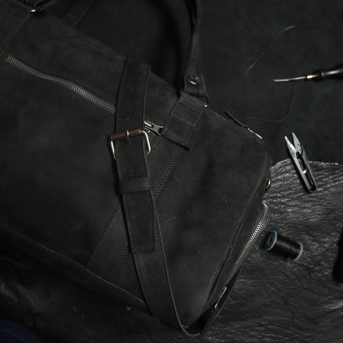 Rufus Duffle bags - Black Nubuck - Ceylon Leather Crafts