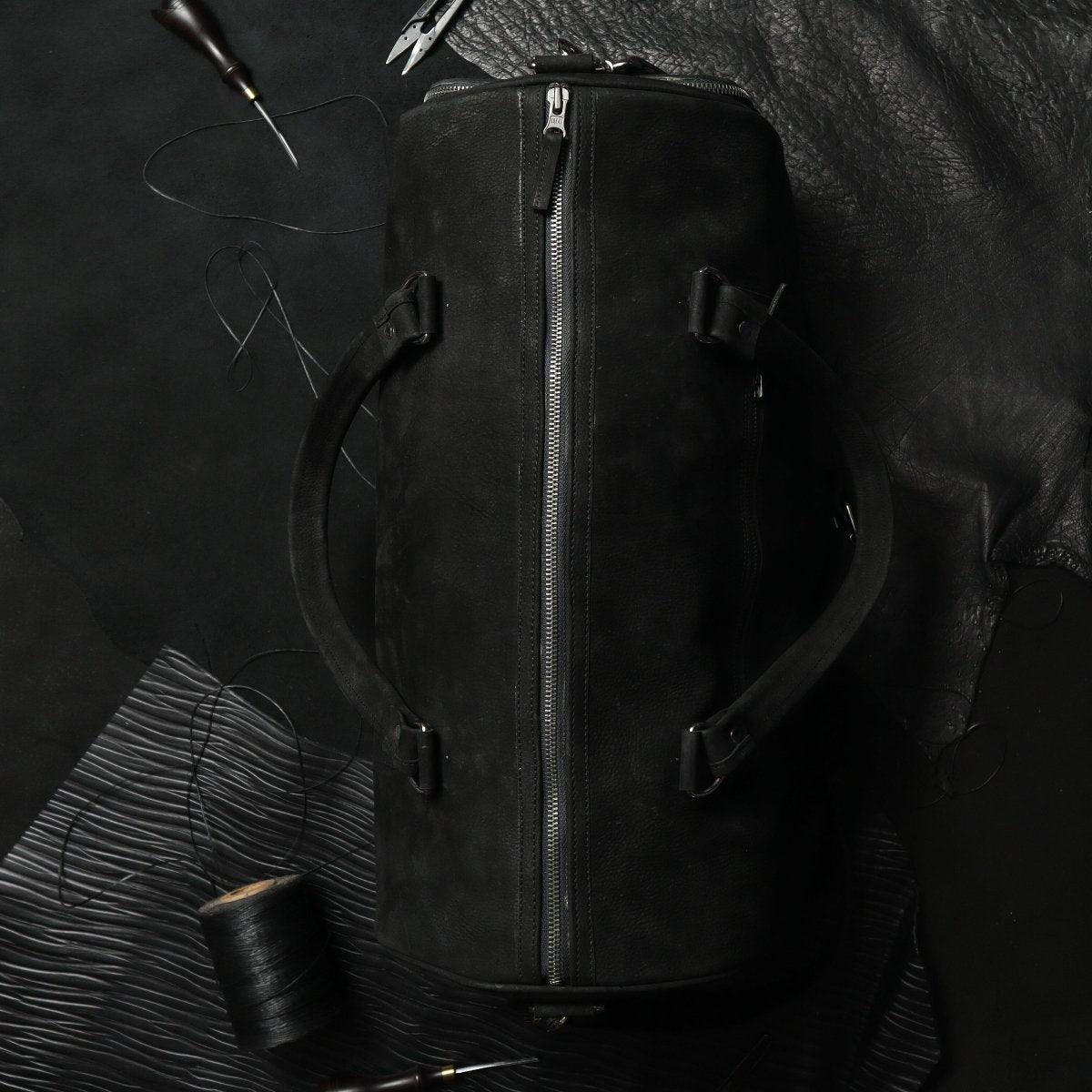 Rufus Duffle bags - Black Nubuck - Ceylon Leather Crafts