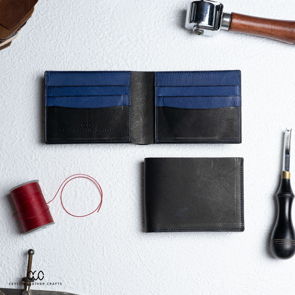 Leo Black Blue v2 - Goat Leather - Ceylon Leather Crafts