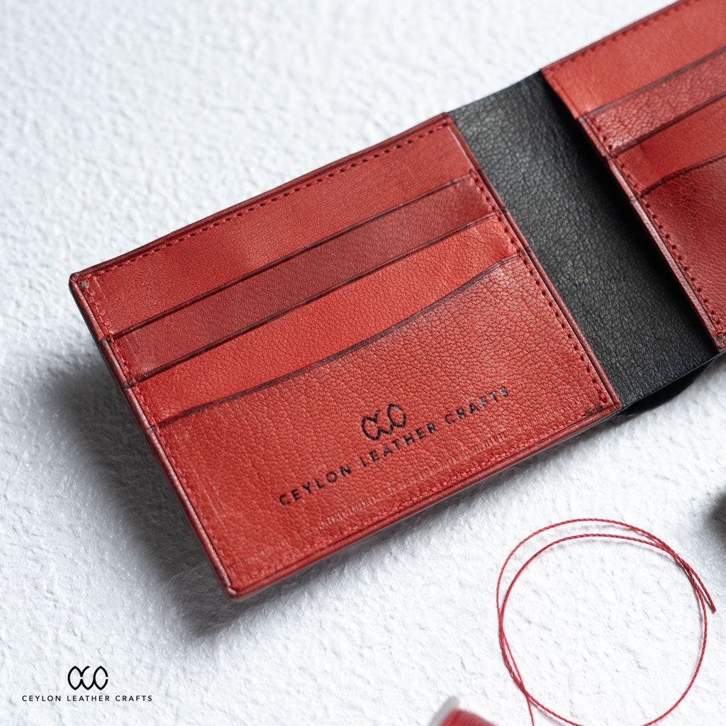 Leo Black Red V1 - Goat Leather - Ceylon Leather Crafts