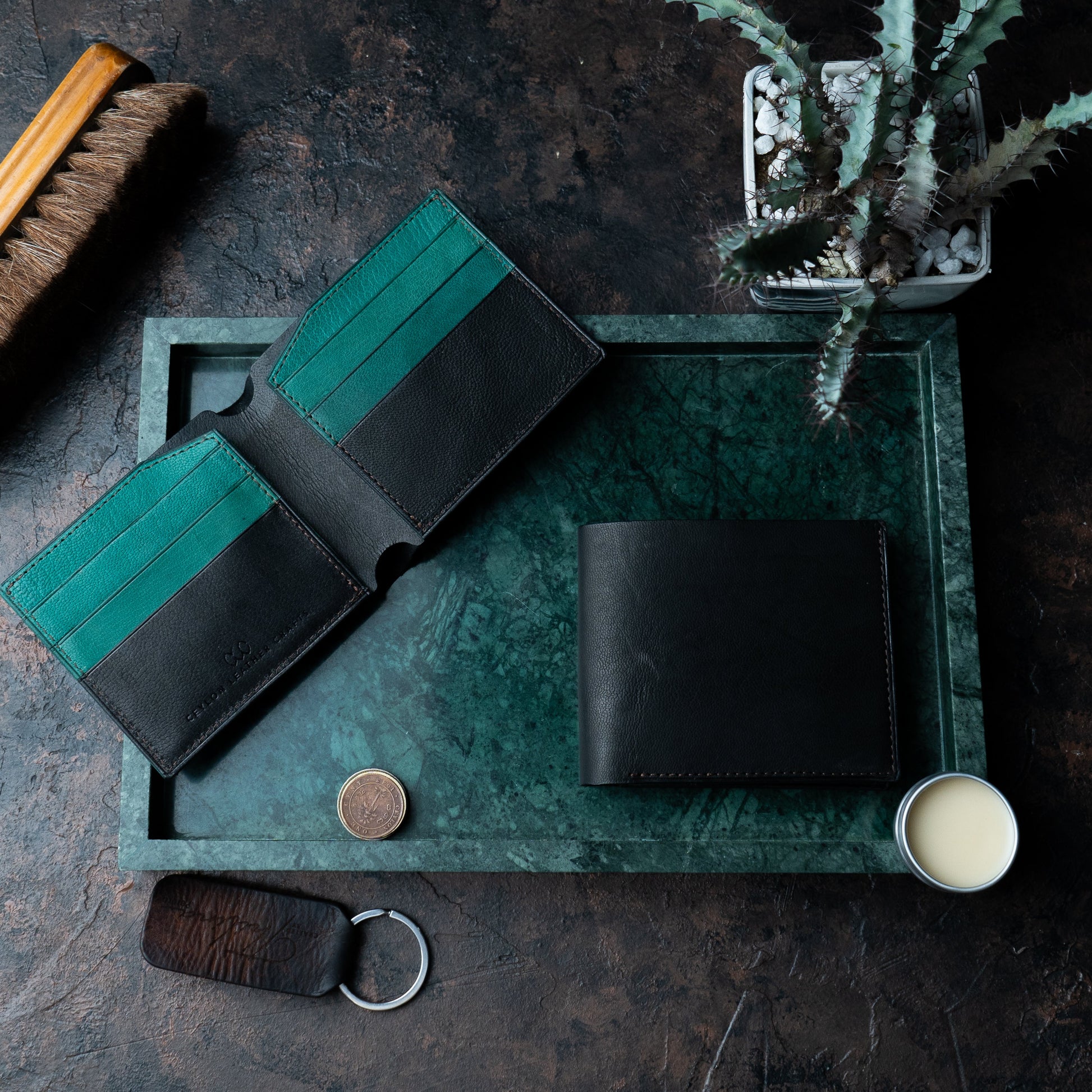 Levi Black Green - Goat Leather - Ceylon Leather Crafts