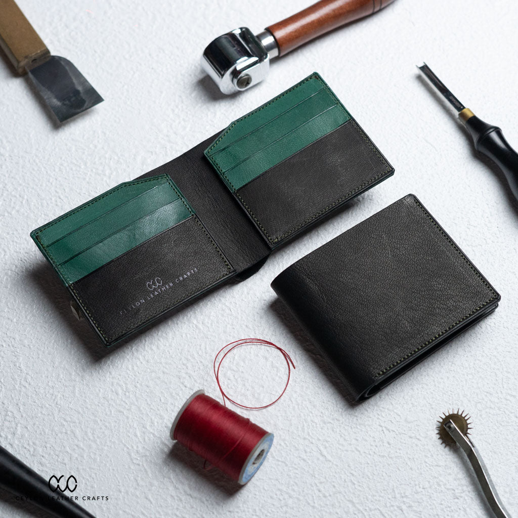 Levi Black Green - Goat Leather - Ceylon Leather Crafts